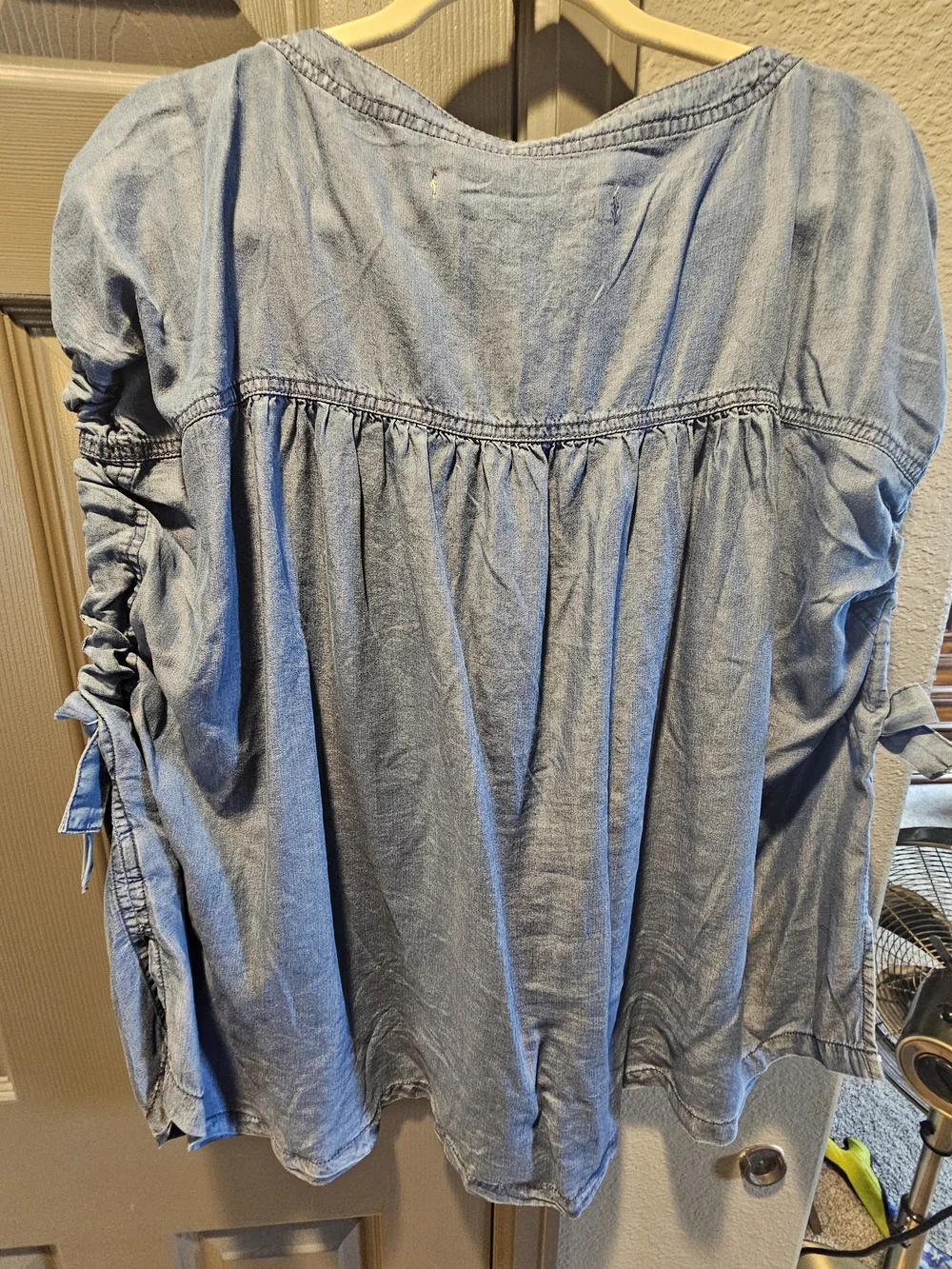 Free People- Washed Blue Denim Button-Front Women’s Top